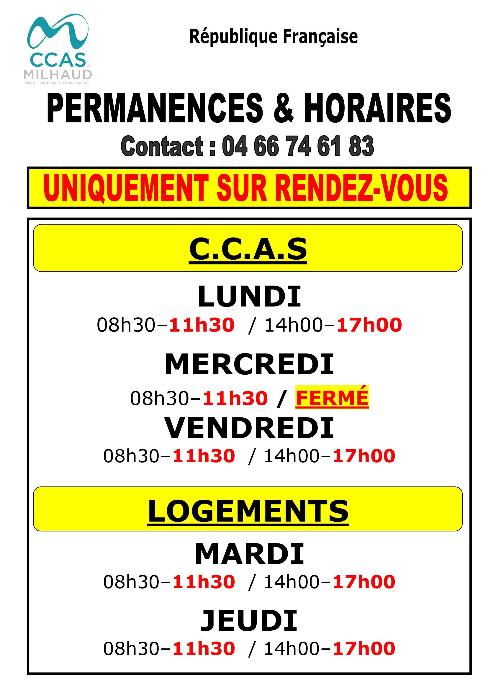 AFF CCAS NOUVEAUX HORAIRES 27 11 2023