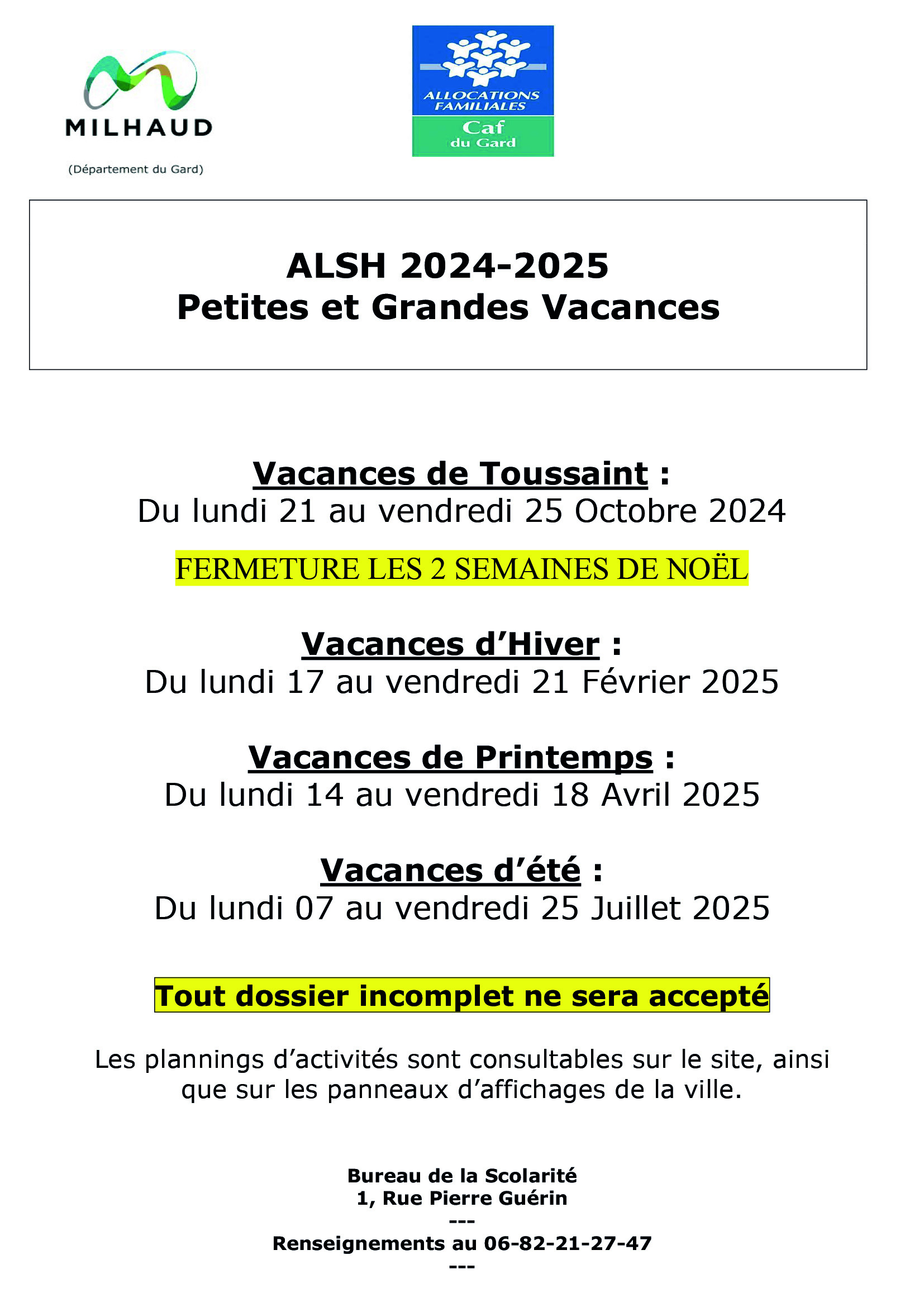 INFOS ALSH 2024 2025