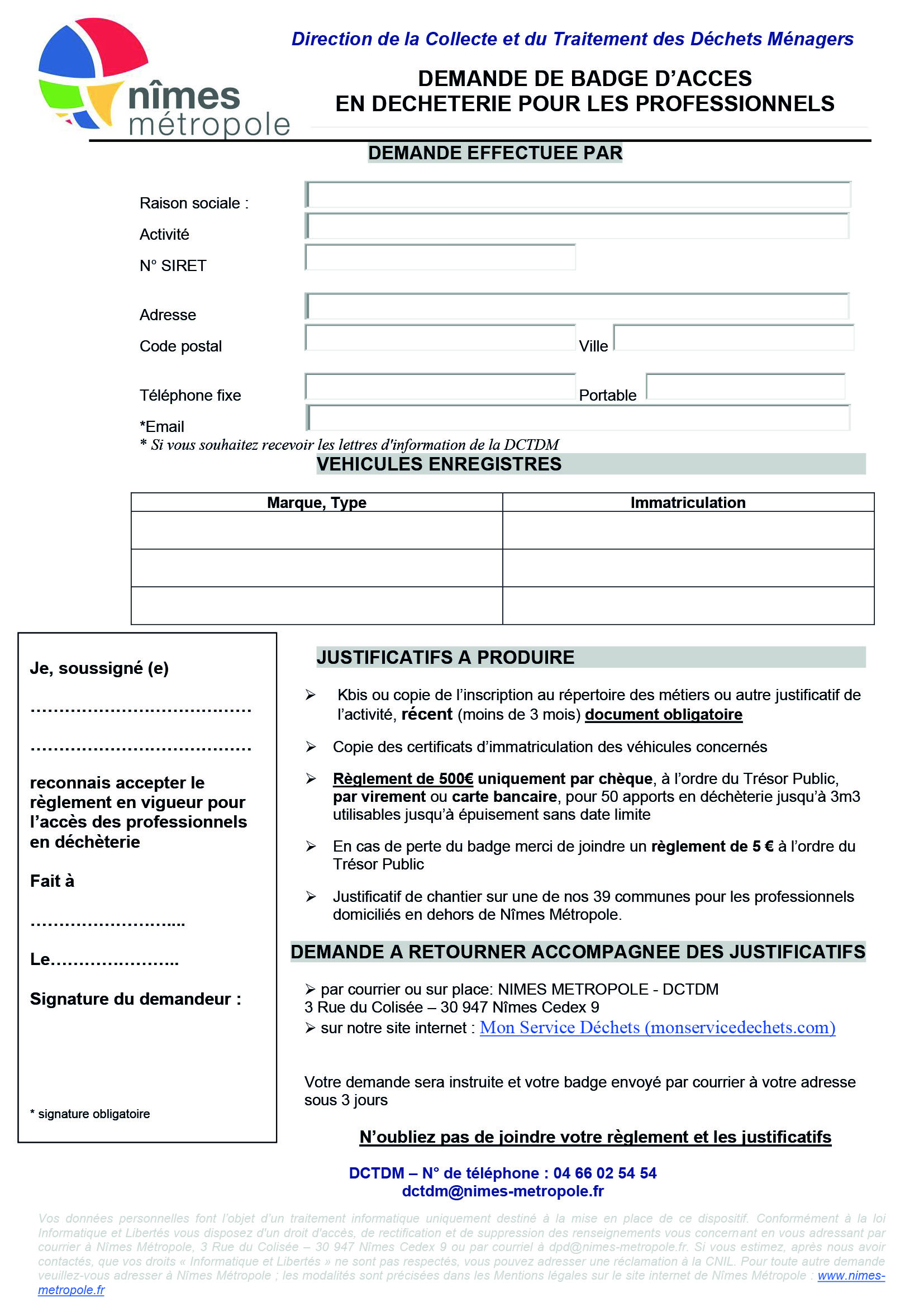 DECHETERIE BADGE PROFESSIONEL