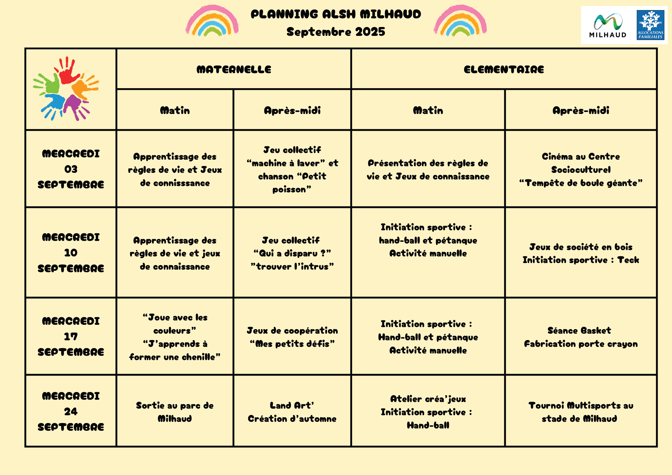 ALSH PLANNING ALSH MERCREDI SEPTEMBRE 2025