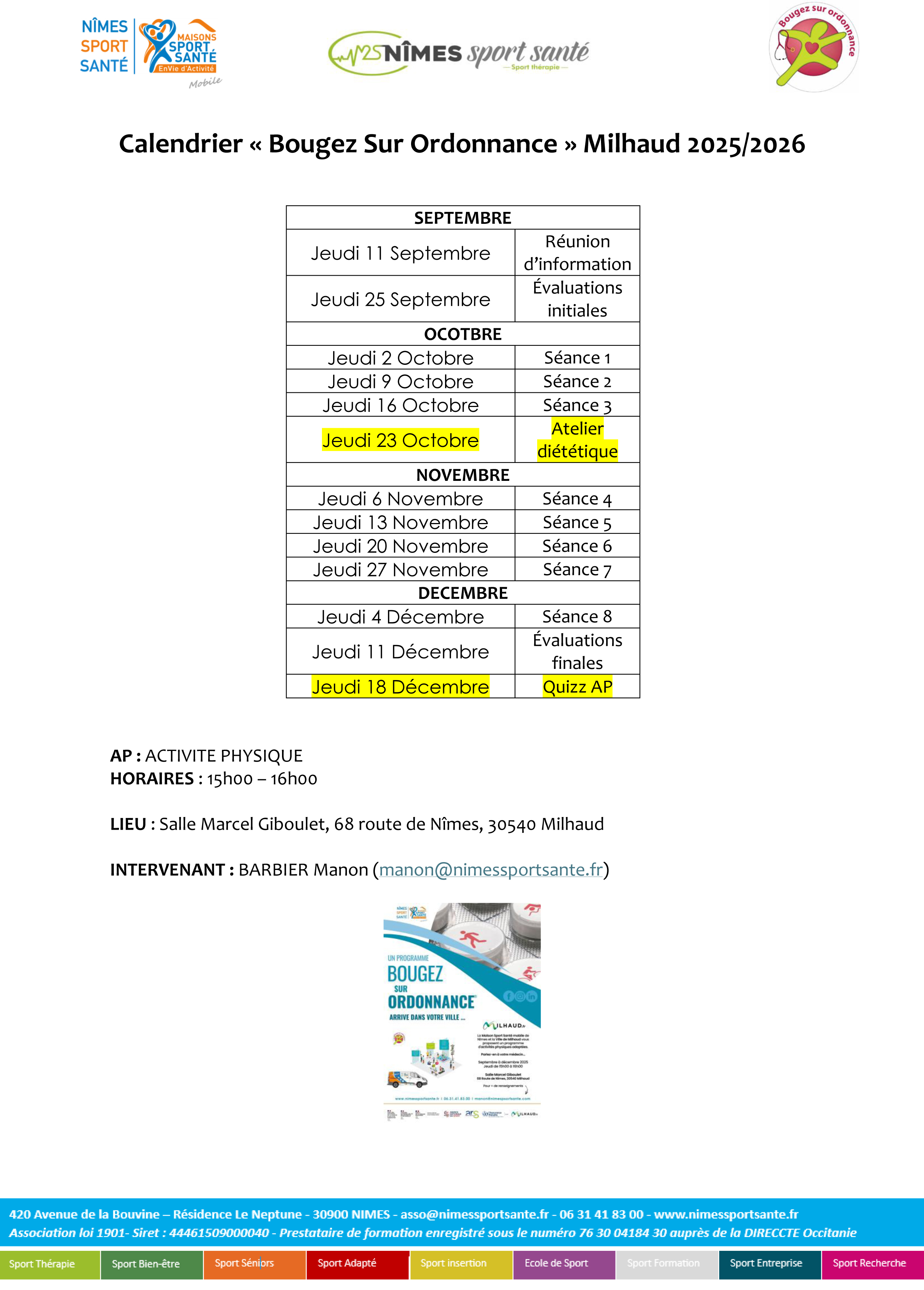2025 NSS CALENDRIER 