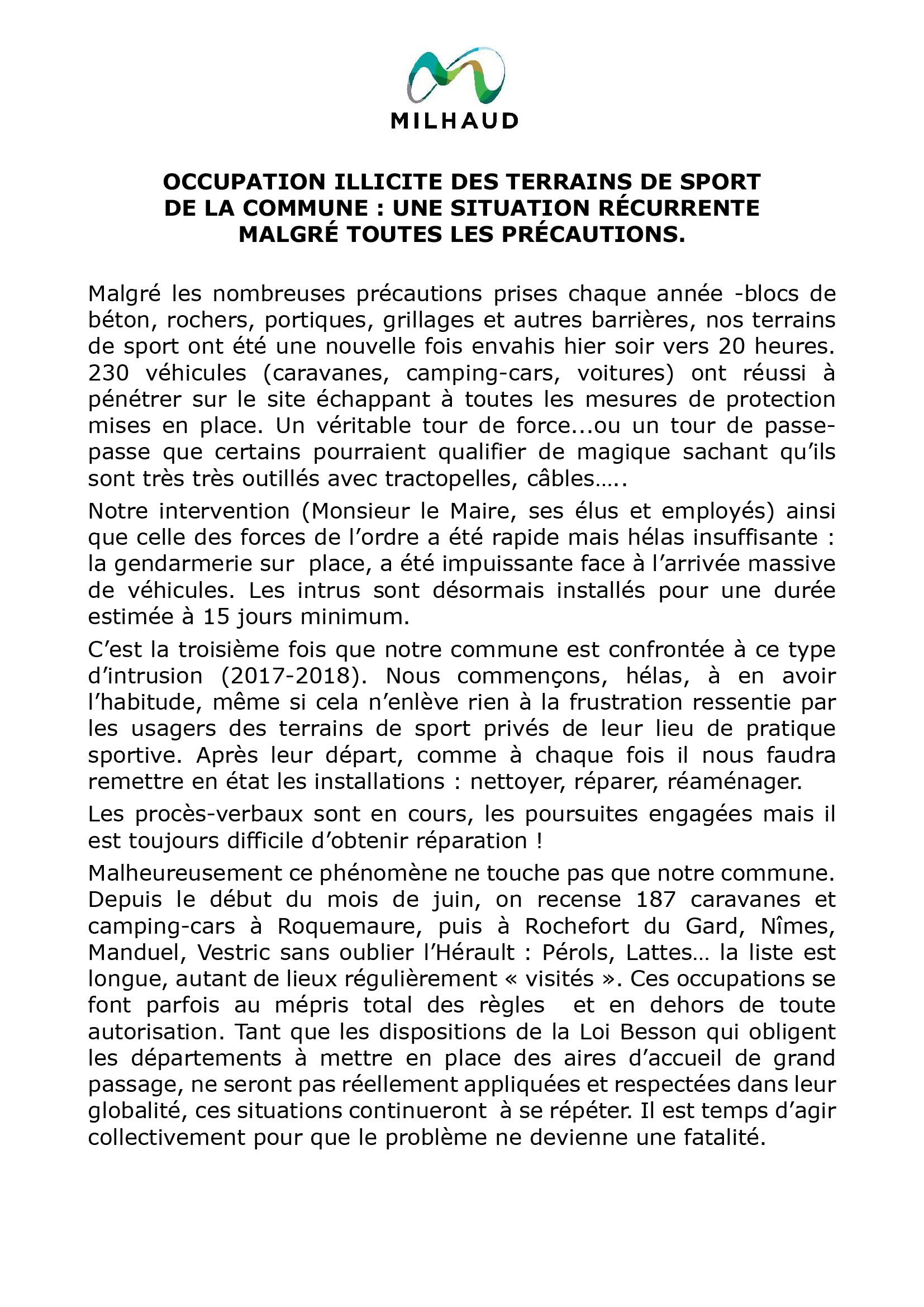 INFO OCCUPATION DU STADE 01 07 2025