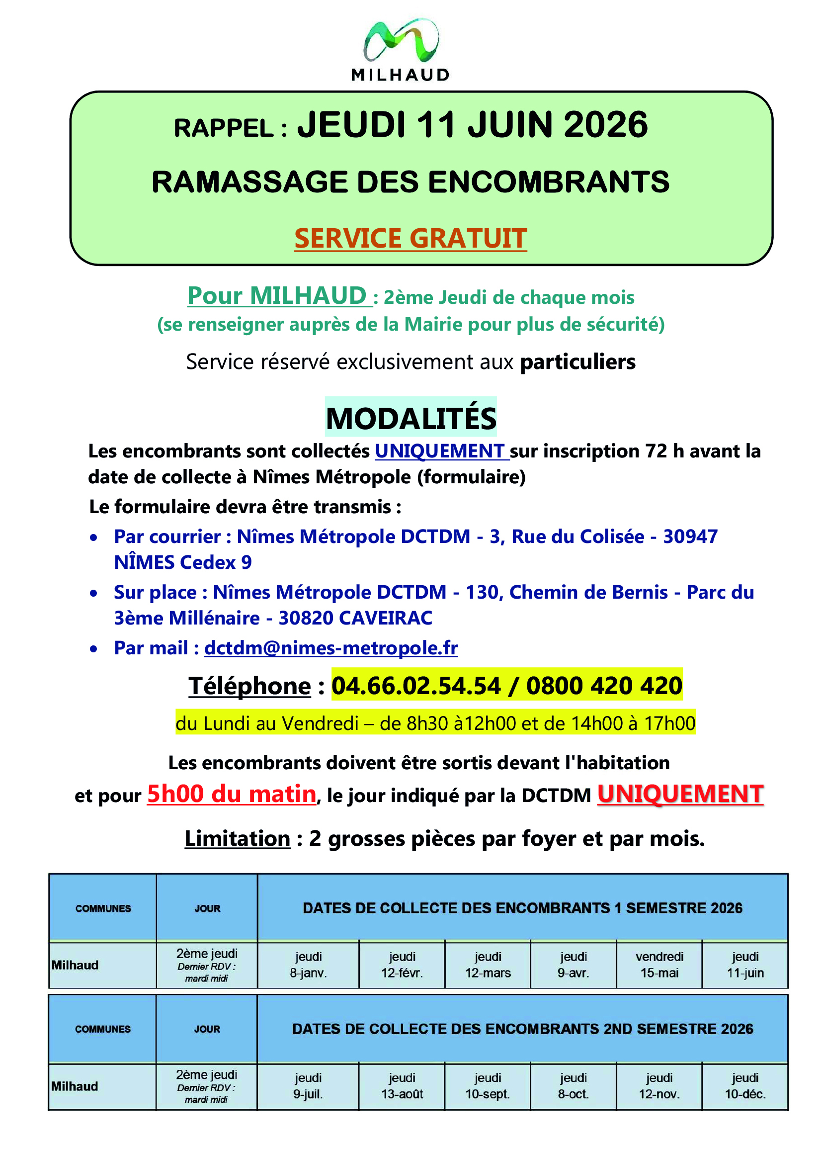 RAPPEL Ramassage encombrants 11 Juin 2026